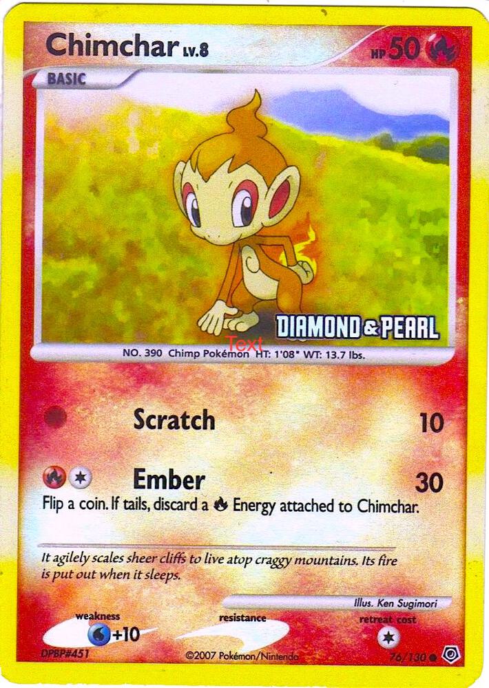 Chimchar - 76/130 [Diamond & Pearl] 076/130 card from Burger King Promos