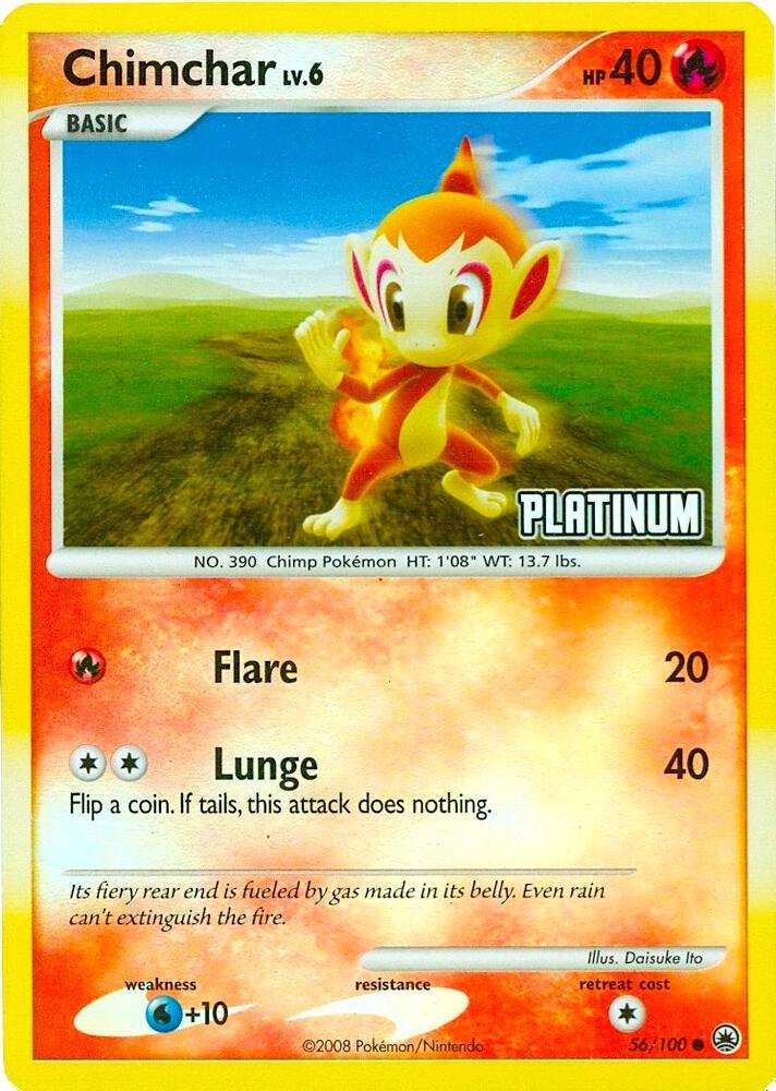 Chimchar - 56/100 [Platinum] 056/100 card from Burger King Promos