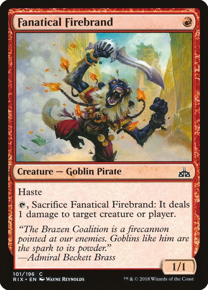 Fanatical Firebrand 101 card from Rivals of Ixalan