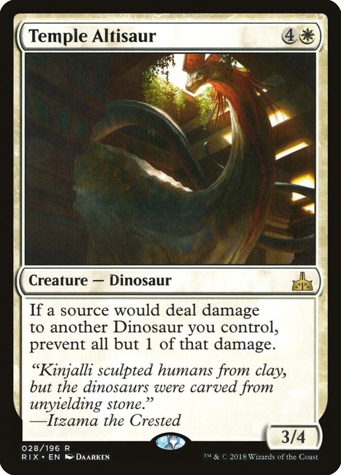 Temple Altisaur 28 card from Rivals of Ixalan