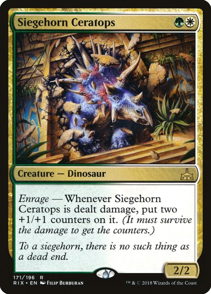 Siegehorn Ceratops 171 card from Rivals of Ixalan