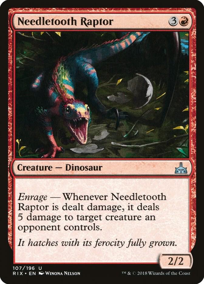 Needletooth Raptor 107 card from Rivals of Ixalan