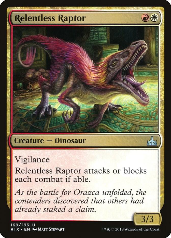 Relentless Raptor 169 card from Rivals of Ixalan