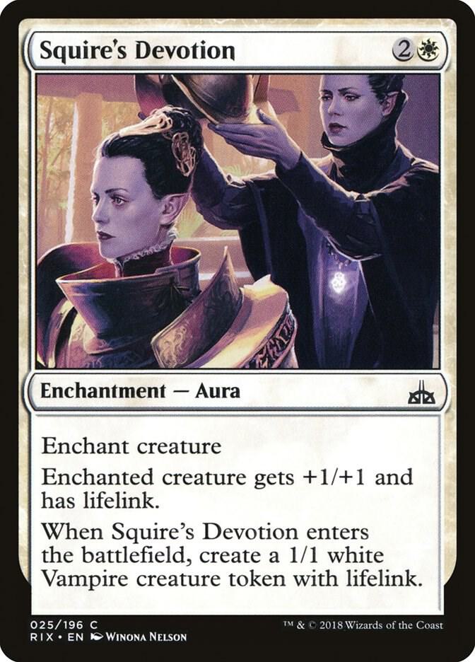 Squire's Devotion 25 card from Rivals of Ixalan