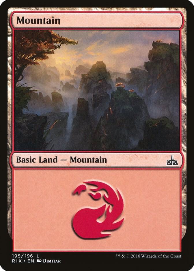 Mountain 195 card from Rivals of Ixalan