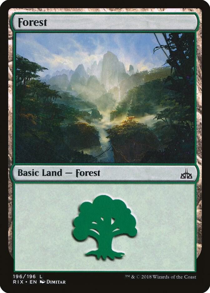 Forest 196 card from Rivals of Ixalan
