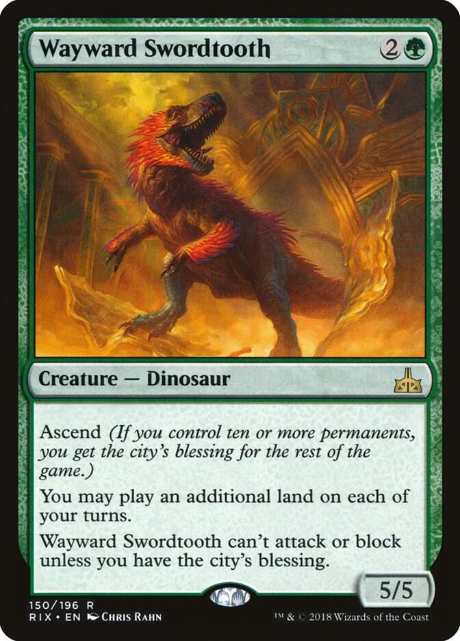 Wayward Swordtooth 150 card from Rivals of Ixalan