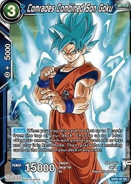 Comrades Combined Son Goku (Foil) EX01-01 card from Expansion Deck Box Set 01: Mighty Heroes