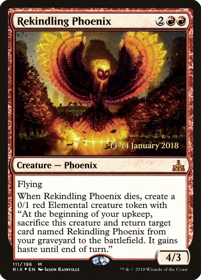 Rekindling Phoenix 111 card from Prerelease Cards