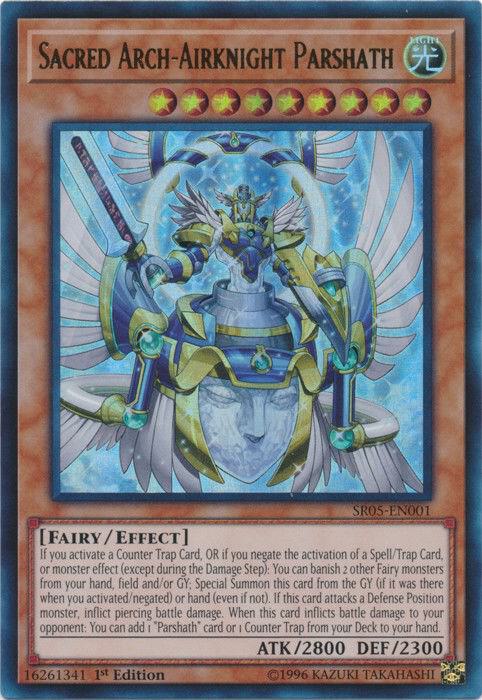 Sacred Arch-Airknight Parshath SR05-EN001 card from Structure Deck: Wave of Light