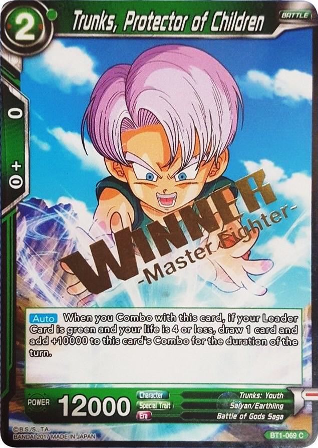 Trunks, Protector of Children (Winner Stamped) BT1-069 card from Tournament Promotion Cards