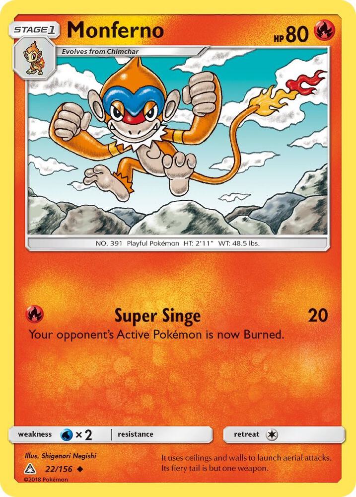 Monferno 22/156 card from SM - Ultra Prism