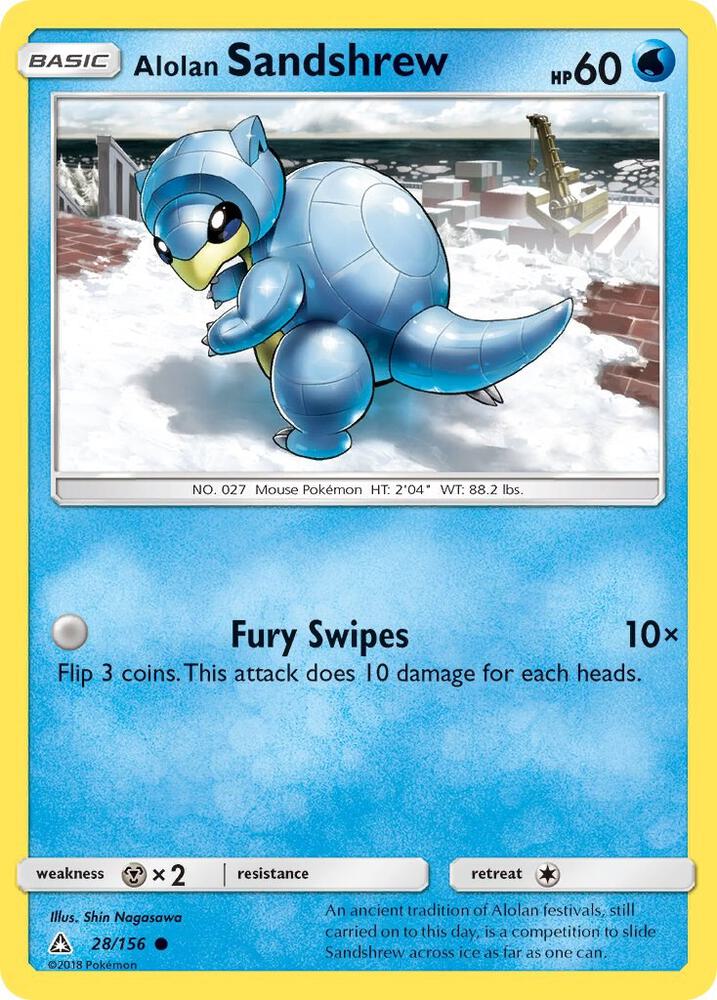 Alolan Sandshrew 28/156 card from SM - Ultra Prism