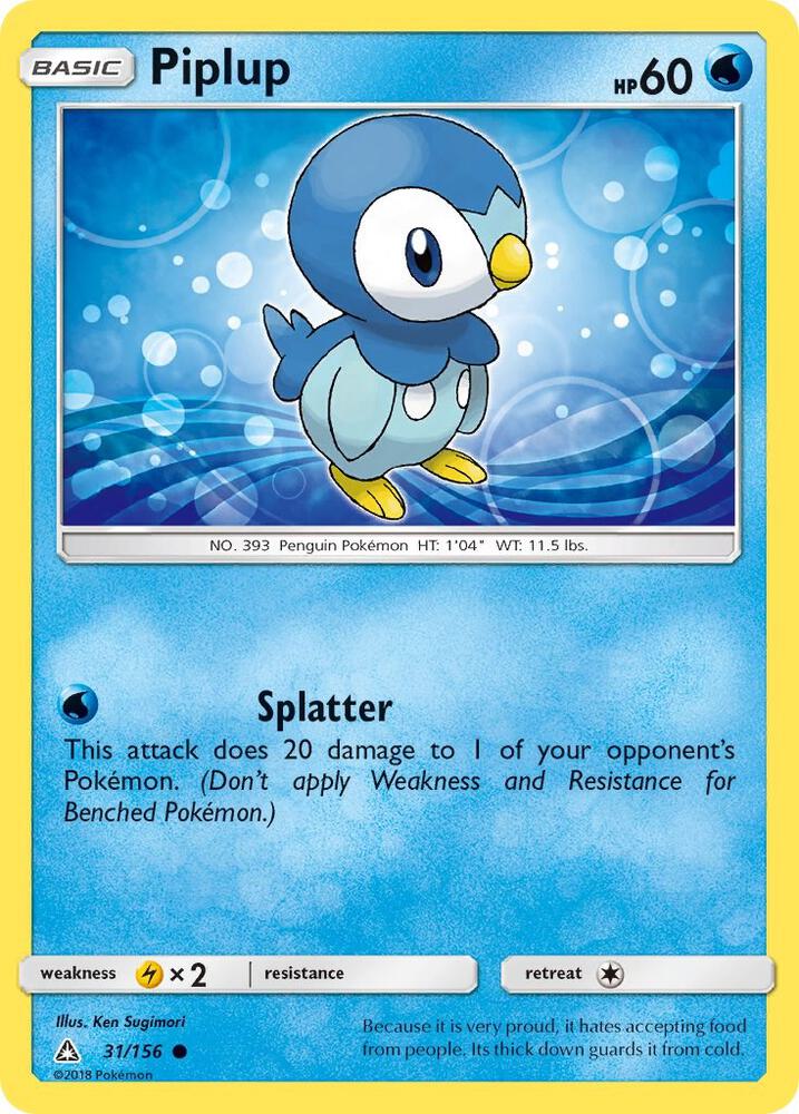 Piplup (31) 31/156 card from SM - Ultra Prism