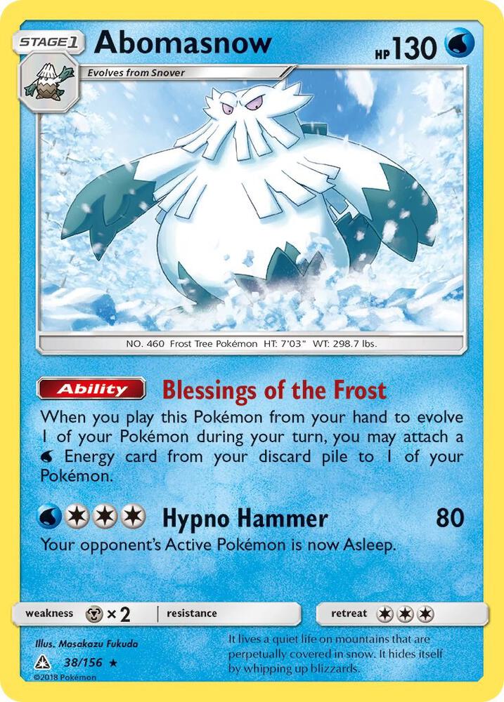 Abomasnow 38/156 card from SM - Ultra Prism