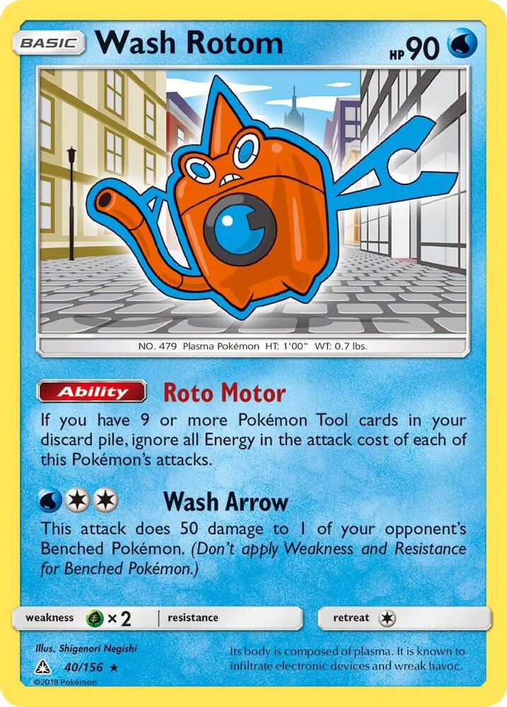 Wash Rotom 40/156 card from SM - Ultra Prism