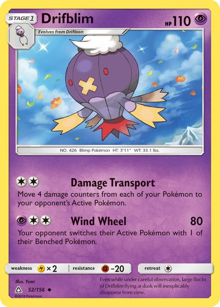 Drifblim 52/156 card from SM - Ultra Prism
