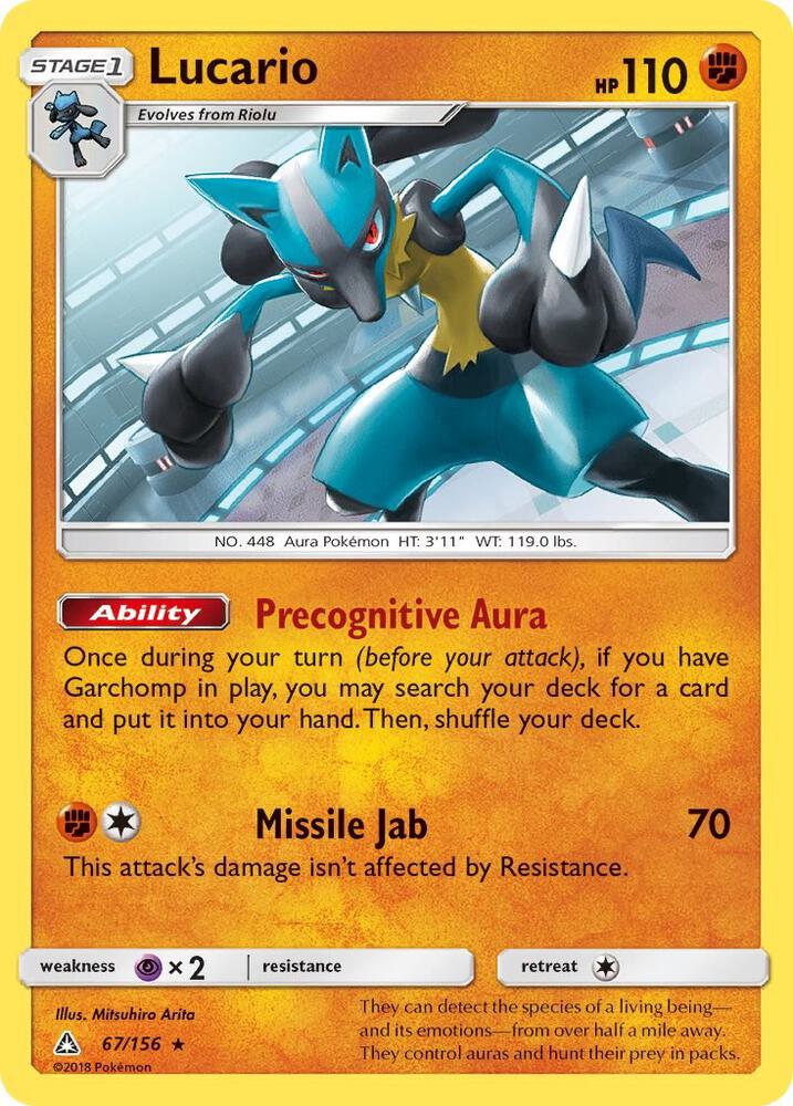 Lucario 67/156 card from SM - Ultra Prism
