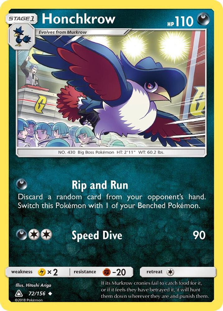 Honchkrow 72/156 card from SM - Ultra Prism