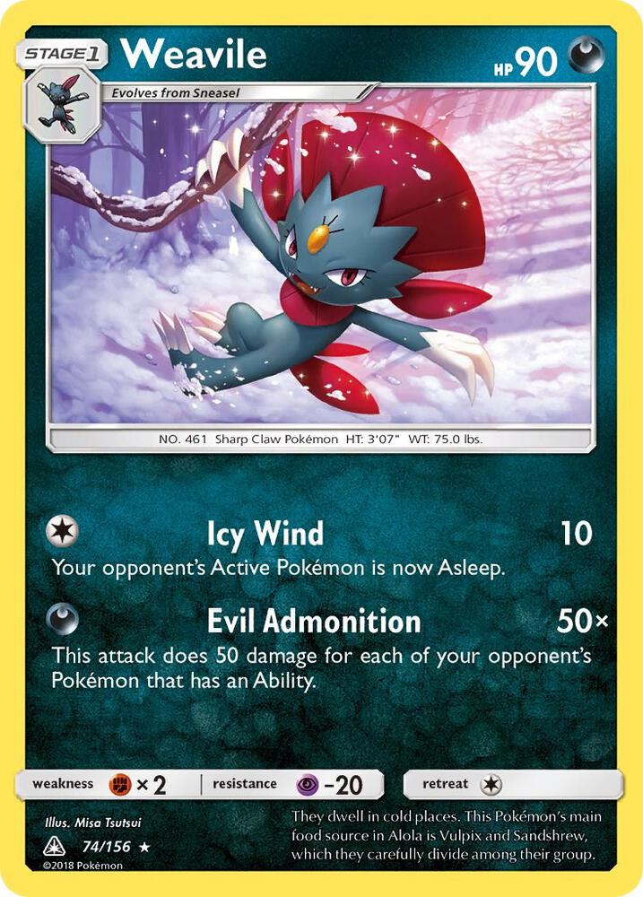 Weavile 74/156 card from SM - Ultra Prism