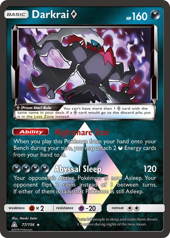 Darkrai Prism Star 77/156 card from SM - Ultra Prism