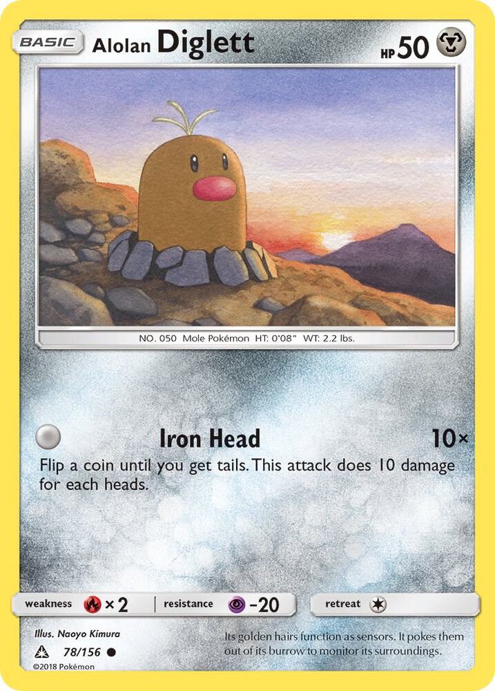 Alolan Diglett 78/156 card from SM - Ultra Prism