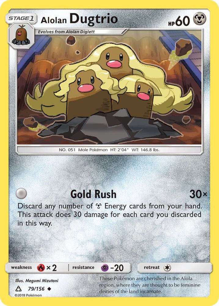 Alolan Dugtrio 79/156 card from SM - Ultra Prism