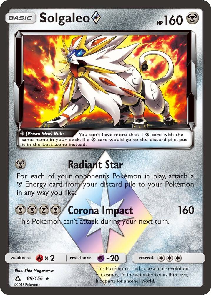 Solgaleo Prism Star 89/156 card from SM - Ultra Prism