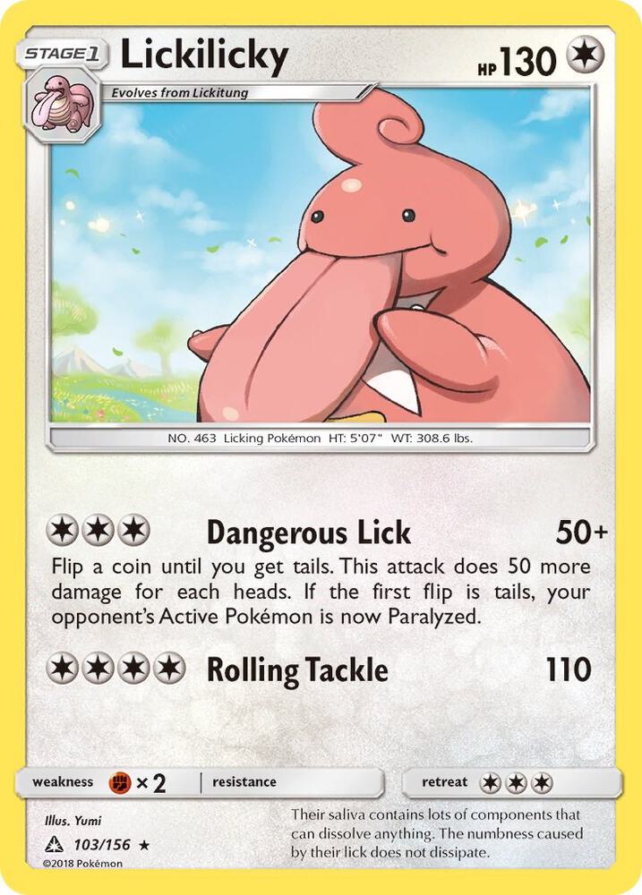 Lickilicky 103/156 card from SM - Ultra Prism