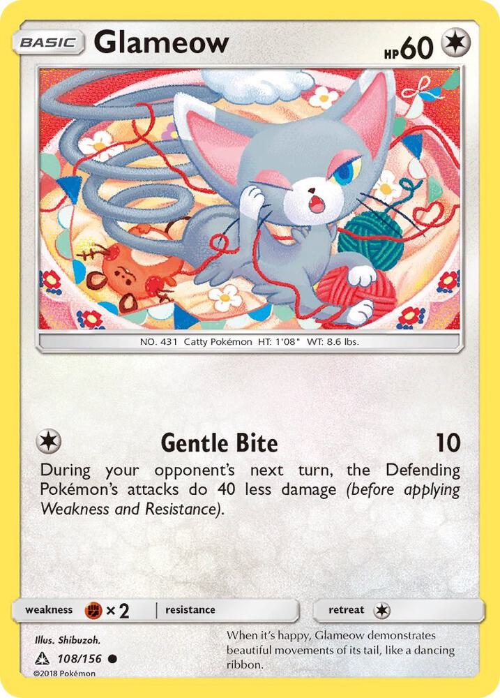 Glameow 108/156 card from SM - Ultra Prism