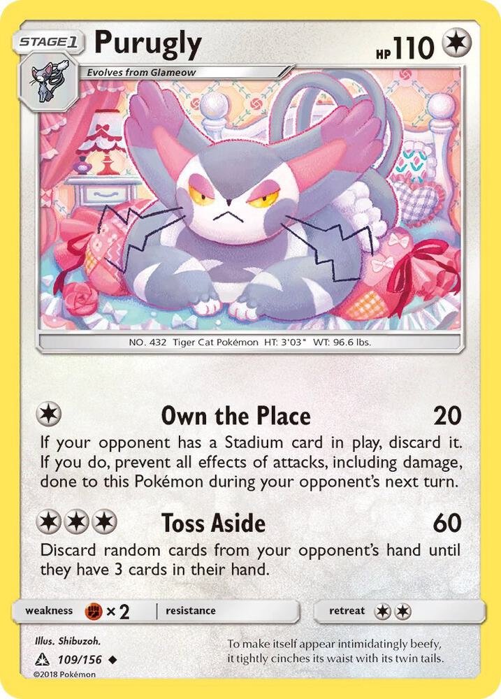 Purugly 109/156 card from SM - Ultra Prism