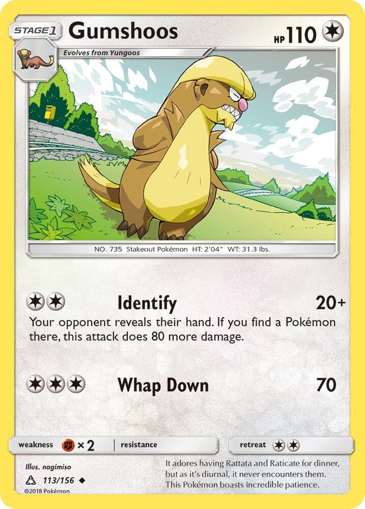 Gumshoos 113/156 card from SM - Ultra Prism