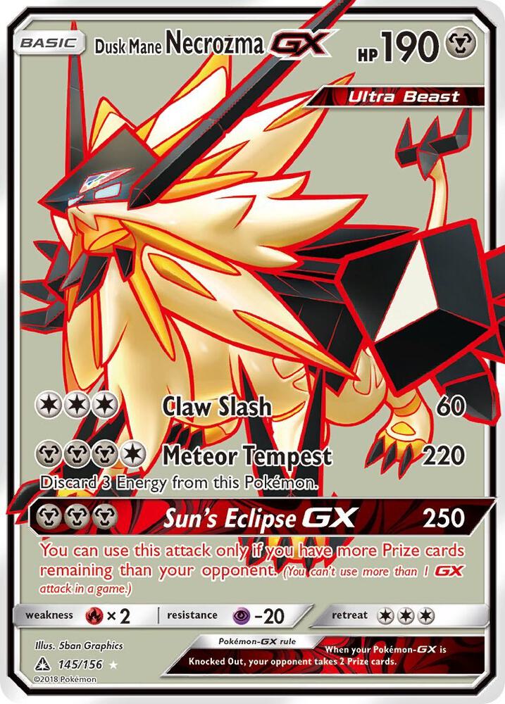Dusk Mane Necrozma GX (Full Art) 145/156 card from SM - Ultra Prism