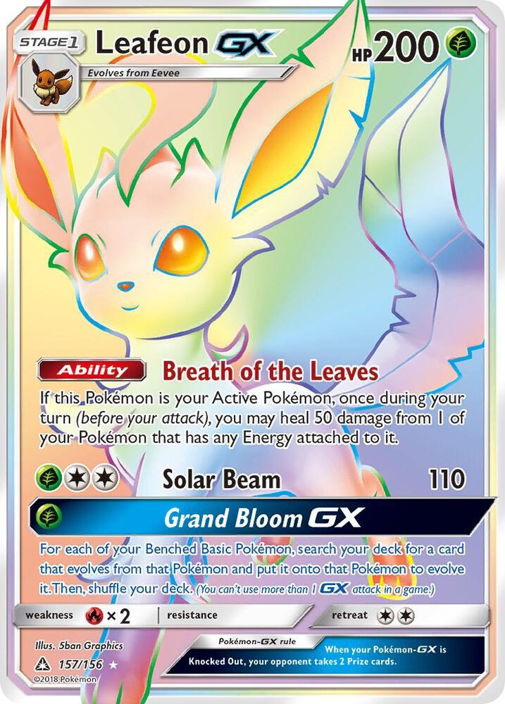 Leafeon GX (Secret Rare) 157/156 card from SM - Ultra Prism