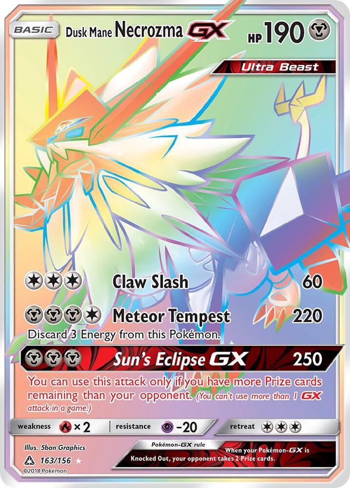 Dusk Mane Necrozma GX (Secret Rare) 163/156 card from SM - Ultra Prism