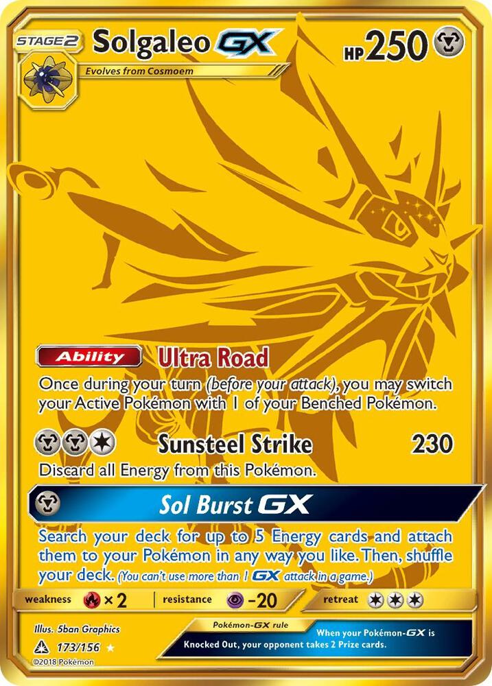Solgaleo GX (Secret Rare) 173/156 card from SM - Ultra Prism