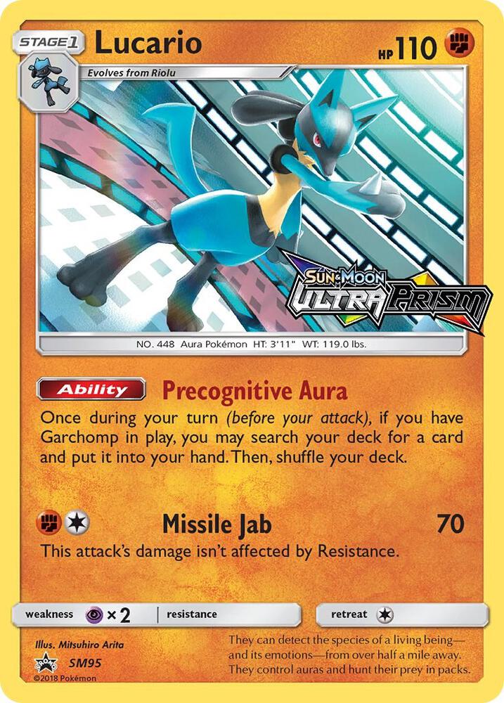 Lucario (Prerelease) SM95 card from SM Promos