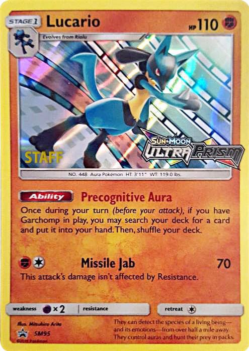 Lucario (Prerelease) [Staff] SM95 card from SM Promos