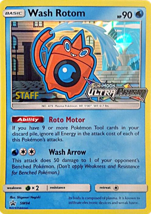 Wash Rotom (Prerelease) [Staff] SM94 card from SM Promos