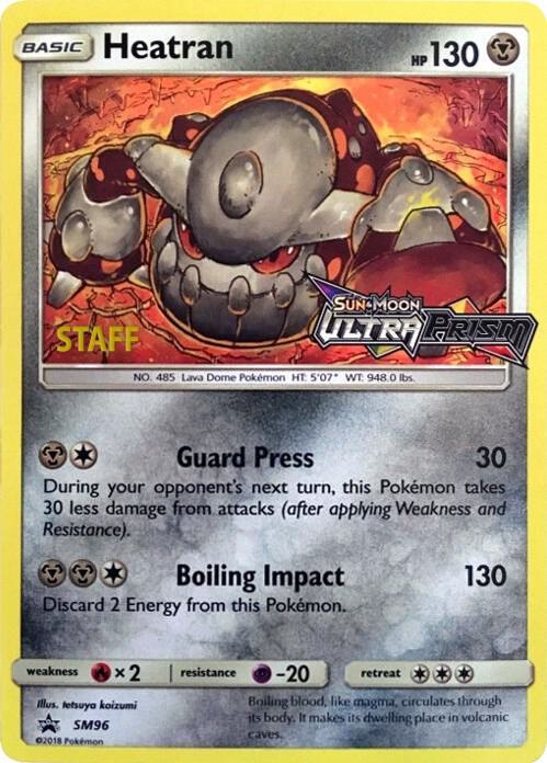 Heatran (Prerelease) [Staff] SM96 card from SM Promos
