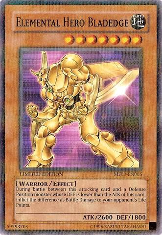 Elemental HERO Bladedge MF03-EN005 card from Mattel Action Figure Promos: Series 3