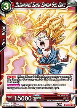 Determined Super Saiyan Son Goku BT3-005 card from Cross Worlds