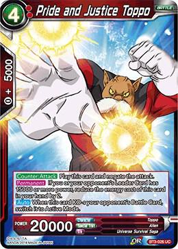 Pride and Justice Toppo BT3-026 card from Cross Worlds