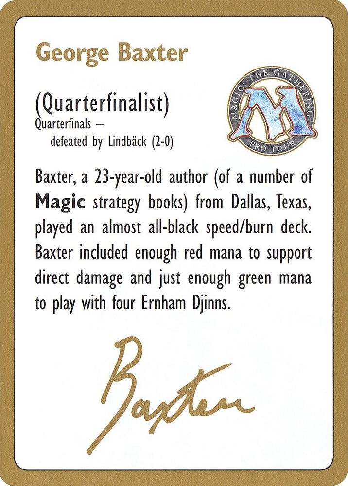 1996 George Baxter Biography Card card from World Championship Decks