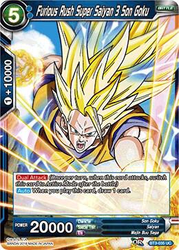 Furious Rush Super Saiyan 3 Son Goku BT3-035 card from Cross Worlds