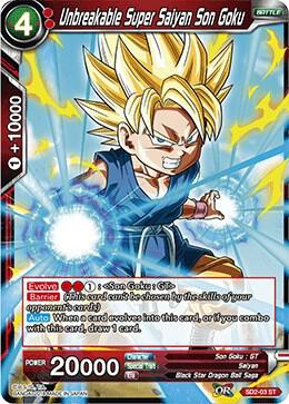 Unbreakable Super Saiyan Son Goku SD2-03 card from Cross Worlds