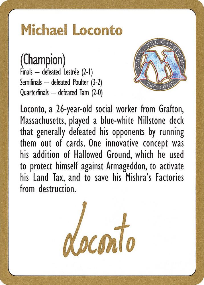 1996 Michael Loconto Biography Card card from World Championship Decks