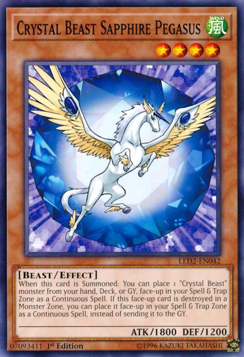 Crystal Beast Sapphire Pegasus LED2-EN042 card from Legendary Duelists: Ancient Millennium