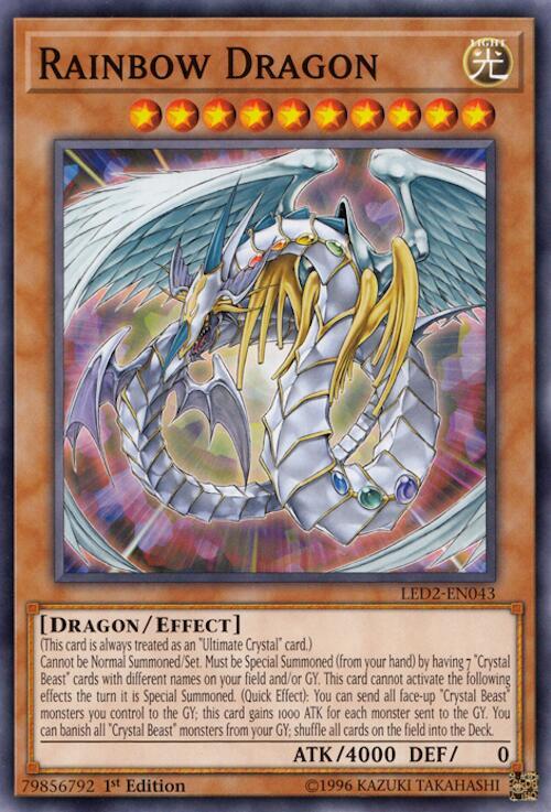 Rainbow Dragon LED2-EN043 card from Legendary Duelists: Ancient Millennium