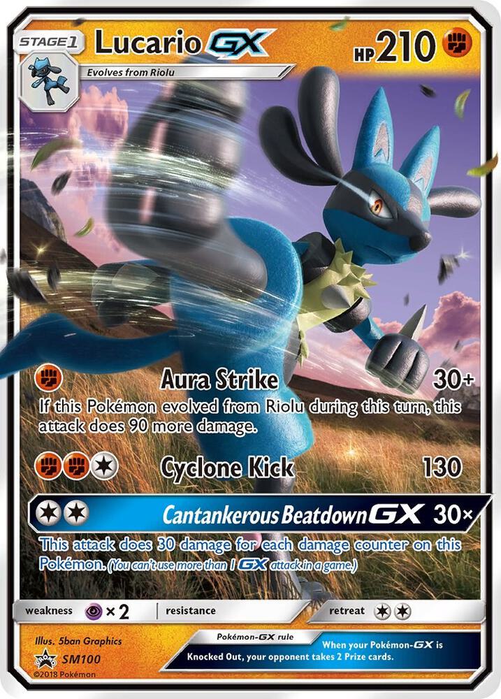 Lucario GX SM100 card from SM Promos